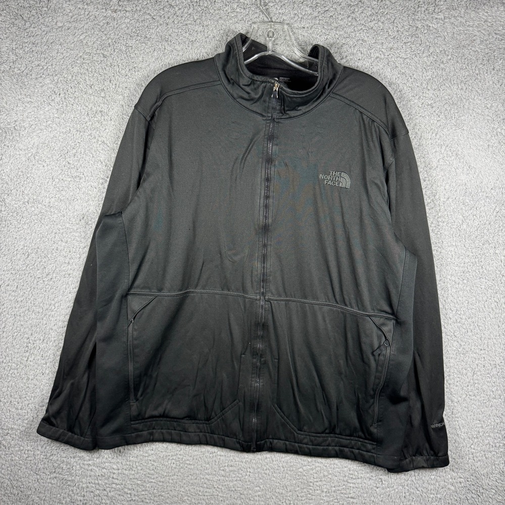 The North Face WindWall Mens XL Full Zip Softshell Jacket Black Mock Neck 3503
